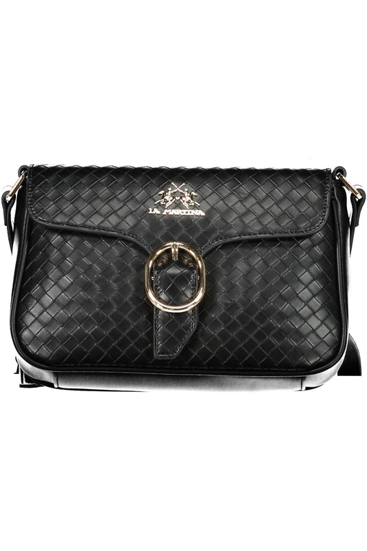Bolso de hombro elegante negro con detalles en contraste La Martina