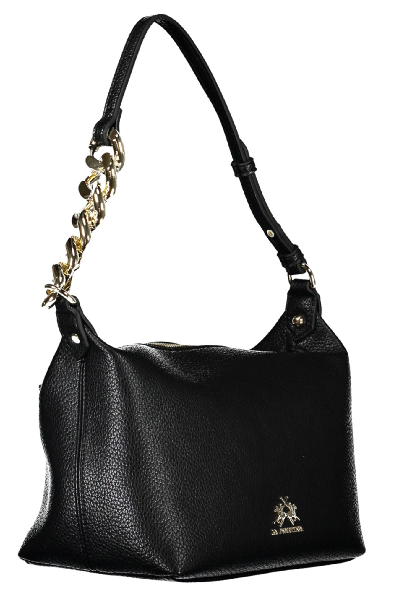 Bolso de hombro elegante negro con detalles en contraste La Martina