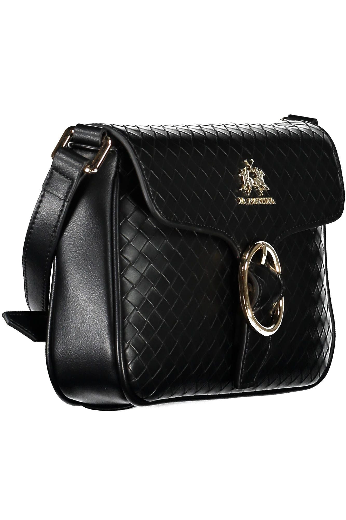 Bolso de hombro elegante negro con detalles en contraste La Martina