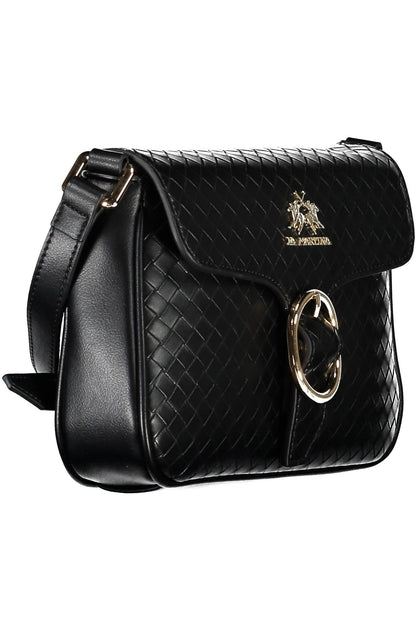 Bolso de hombro elegante negro con detalles en contraste La Martina