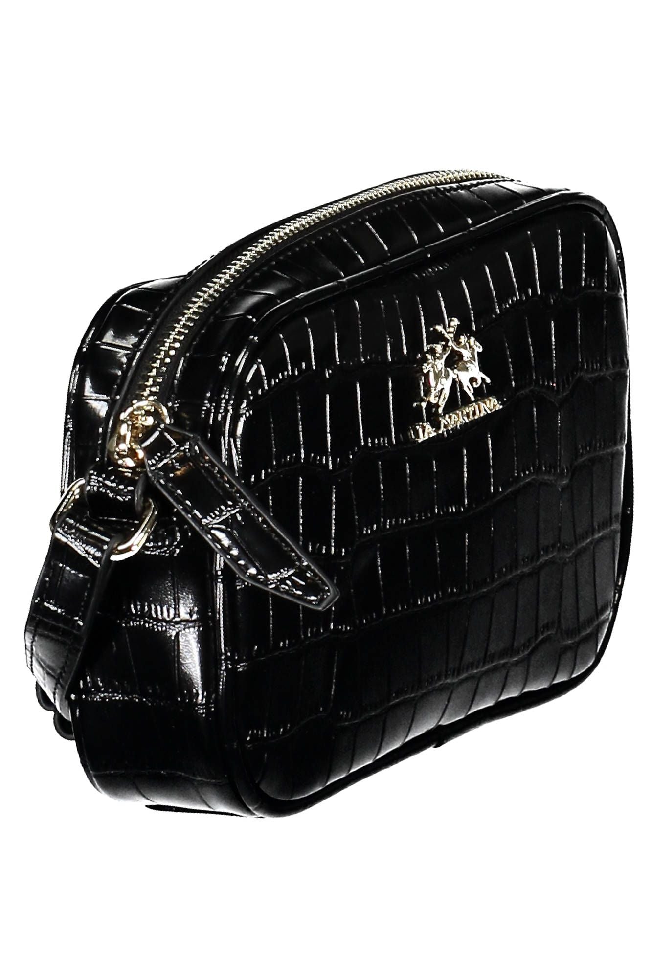 Bolso de hombro ajustable elegante negro La Martina