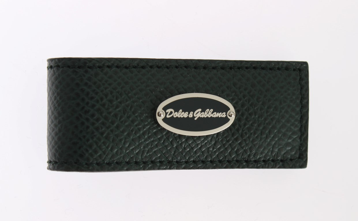 Elegante clip para billetes de cuero verde de Dolce &amp; Gabbana
