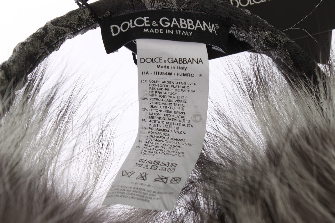 Orejeras elegantes de piel y cristales de Dolce &amp; Gabbana