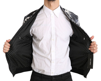 Chaqueta bomber de seda con estampado elegante de hojas de plátano de Dolce &amp; Gabbana