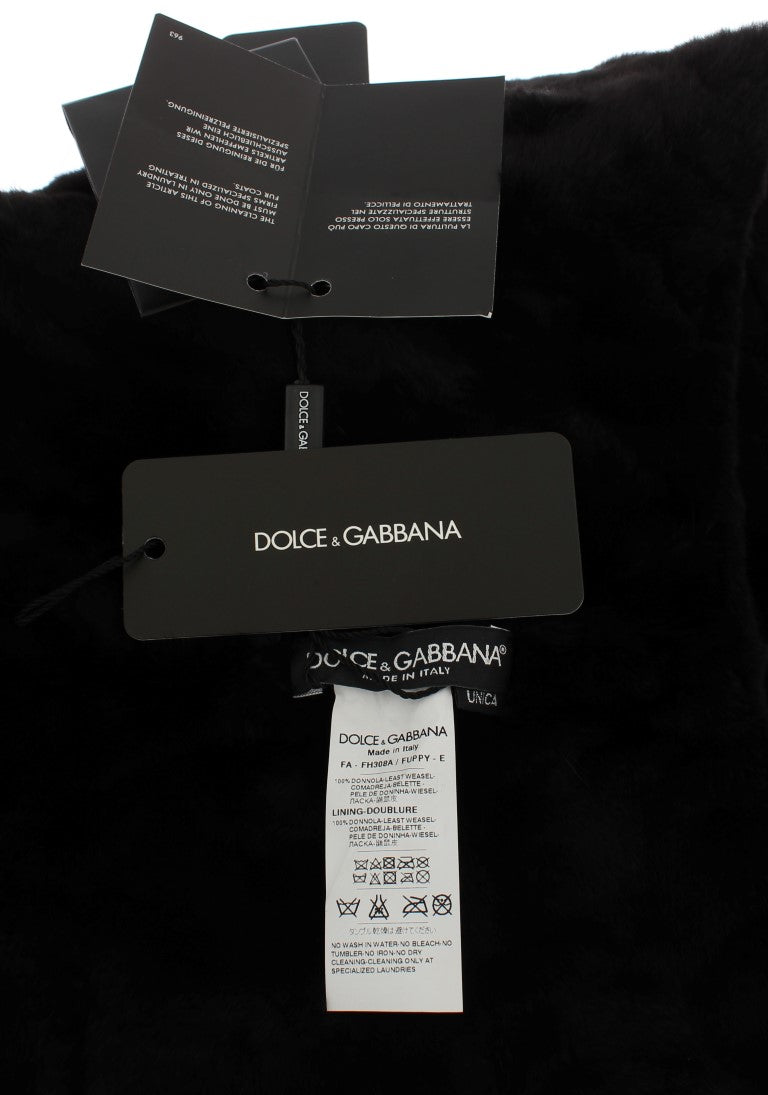 Bufanda elegante con capucha de piel de comadreja negra de Dolce &amp; Gabbana