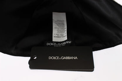 Elegante sombrero cloche de lana con estampado floral negro de Dolce &amp; Gabbana