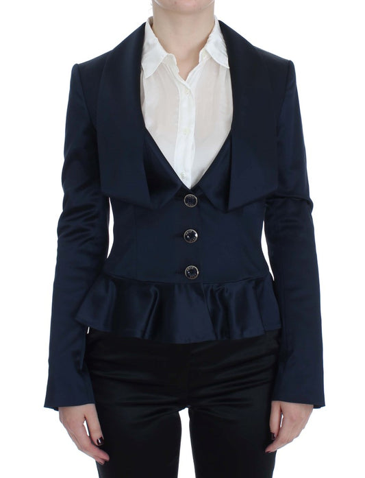 Elegante chaqueta blazer azul con estilo de diseñador de Exte