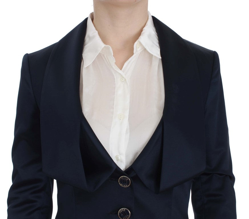 Elegante chaqueta blazer azul con estilo de diseñador de Exte