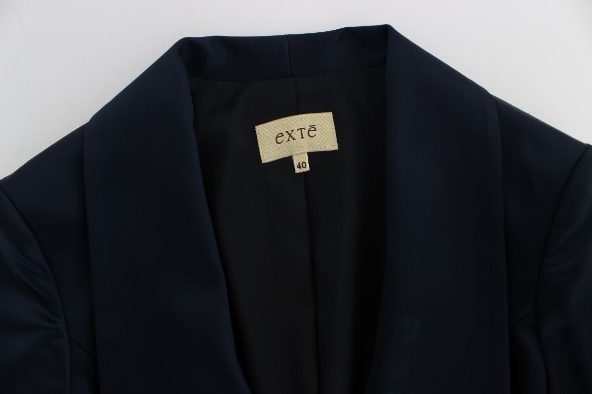 Elegante chaqueta blazer azul con estilo de diseñador de Exte