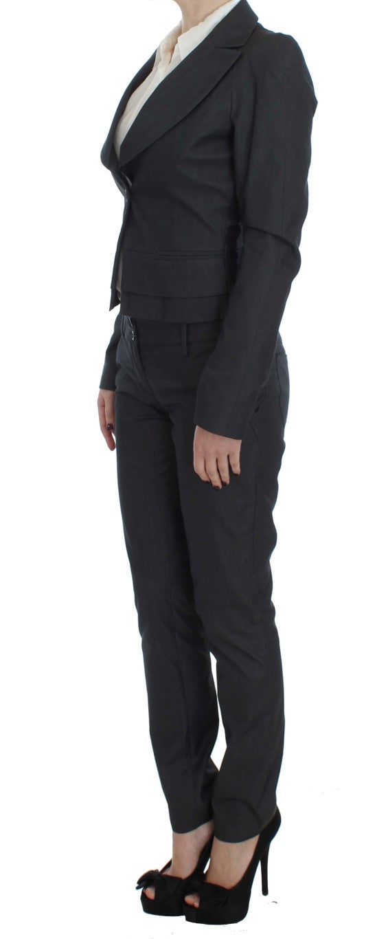 Conjunto de pantalón y pantalón de mezcla de algodón gris elegante Exte