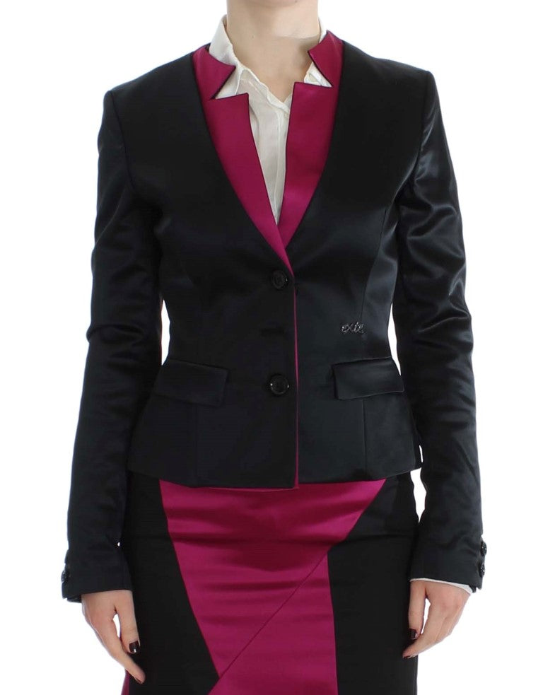 Blazer de botonadura sencilla en negro y rosa de Exte Chic