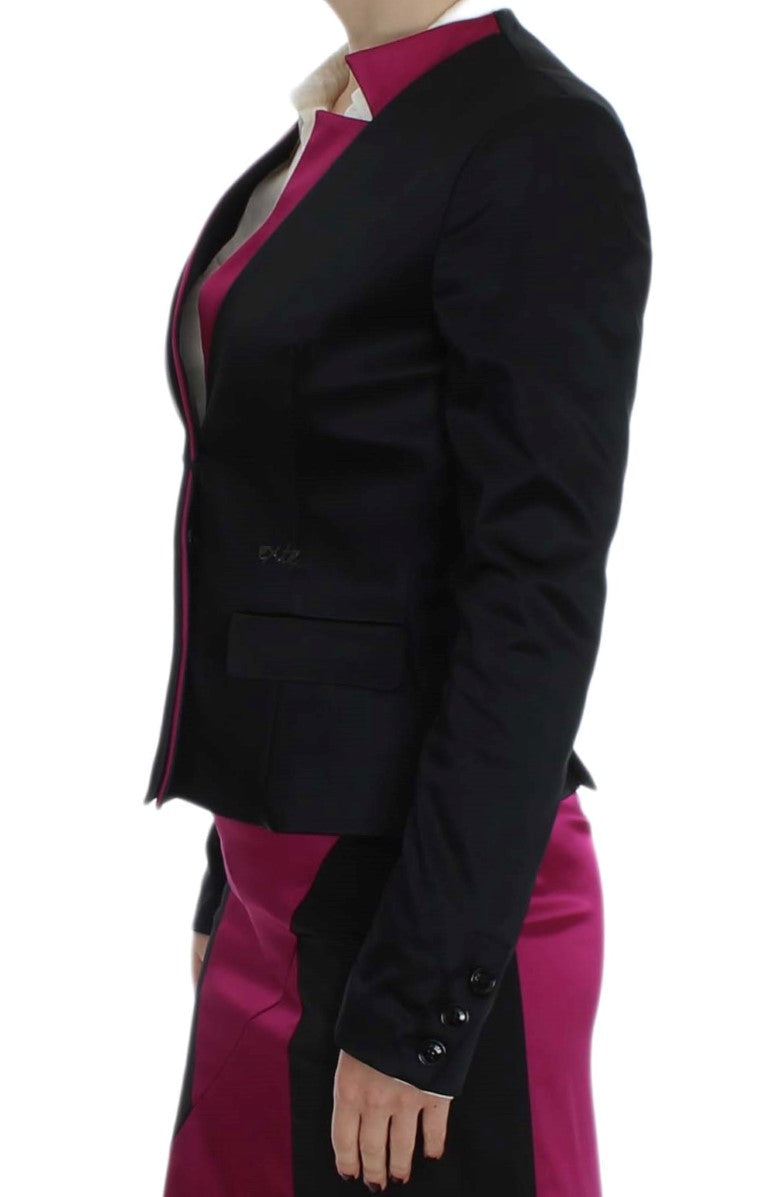 Blazer de botonadura sencilla en negro y rosa de Exte Chic