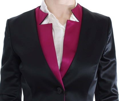 Blazer de botonadura sencilla en negro y rosa de Exte Chic