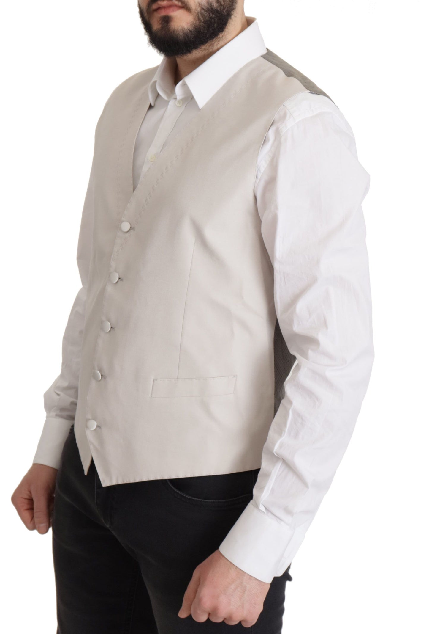 Conjunto de chaqueta de traje elegante en mezcla de seda gris claro de Dolce &amp; Gabbana