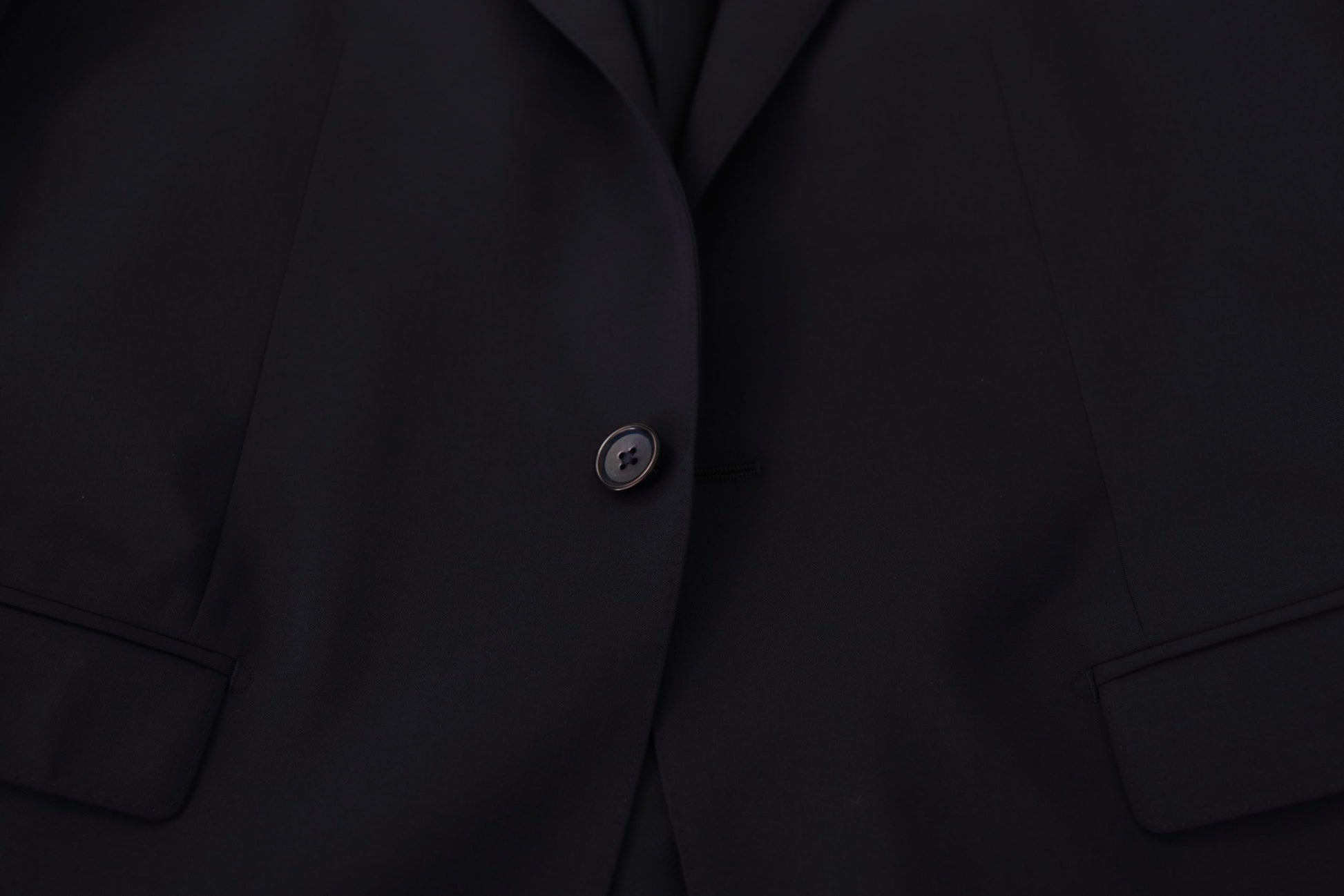Blazer elegante entallado de mezcla de lana azul marino de Dolce &amp; Gabbana
