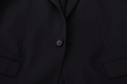 Blazer elegante entallado de mezcla de lana azul marino de Dolce &amp; Gabbana