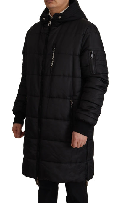 Chaqueta de invierno elegante tipo parka con capucha negra de Dolce &amp; Gabbana