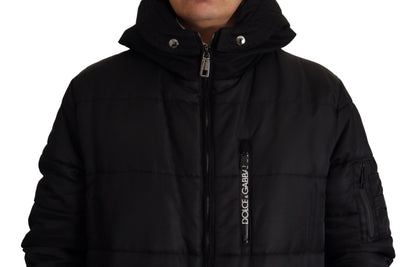 Chaqueta de invierno elegante tipo parka con capucha negra de Dolce &amp; Gabbana