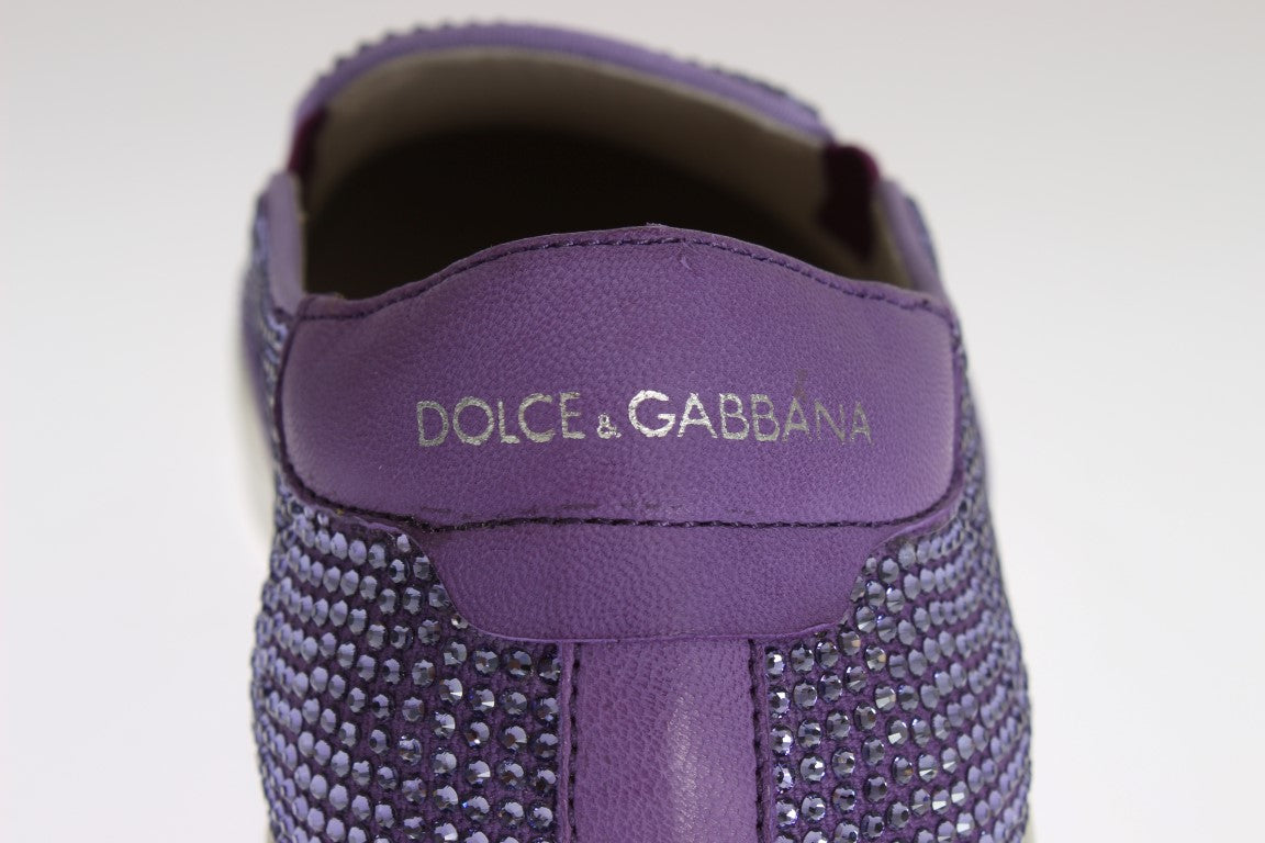 Zapatillas elegantes de moda con strass en color morado de Dolce &amp; Gabbana