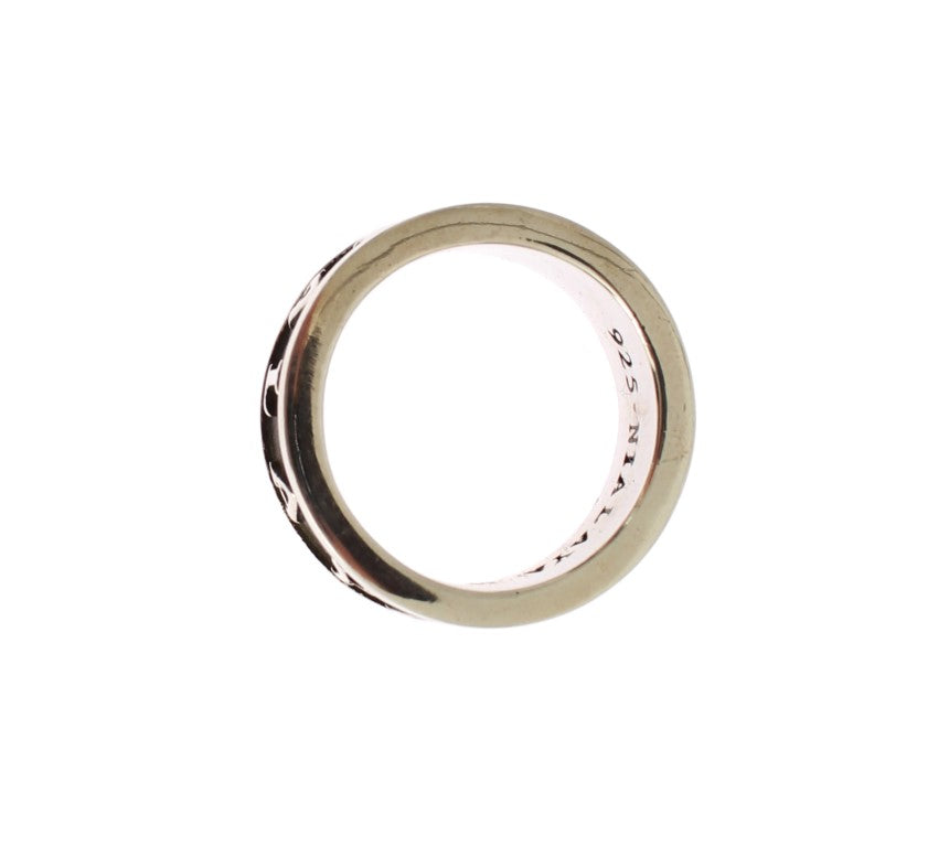 Anillo elegante de plata de ley y negro para hombre de Nialaya