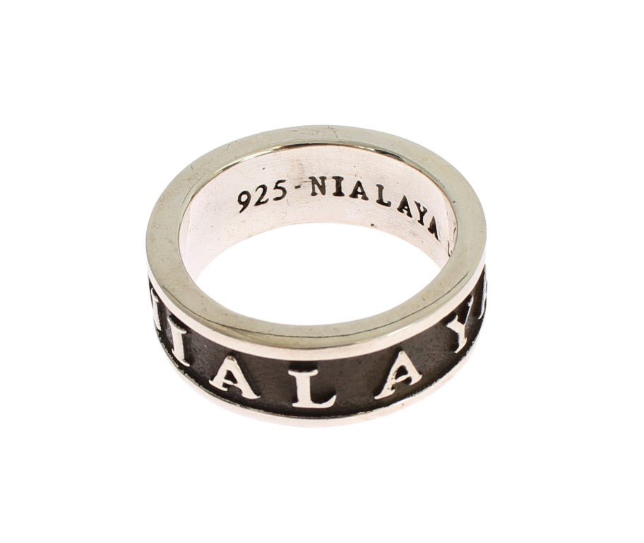 Anillo elegante de plata de ley y negro para hombre de Nialaya
