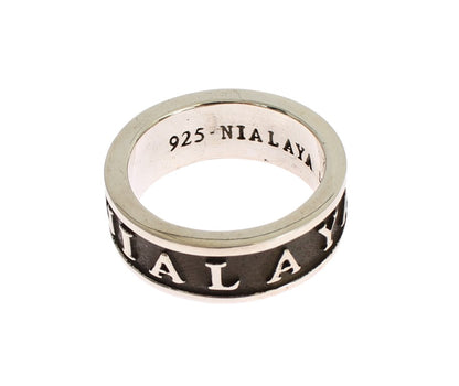 Anillo elegante de plata de ley y negro para hombre de Nialaya