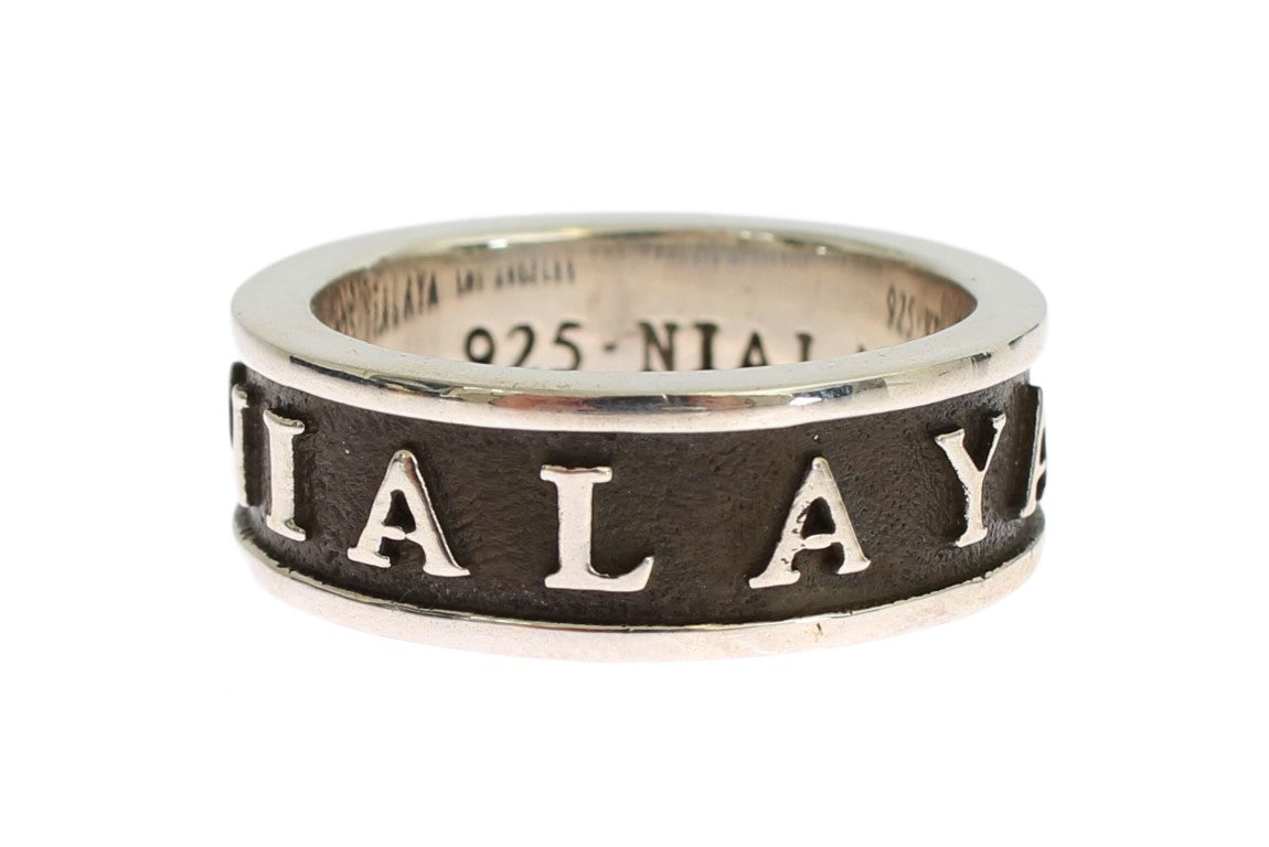 Anillo elegante de plata de ley y negro para hombre de Nialaya