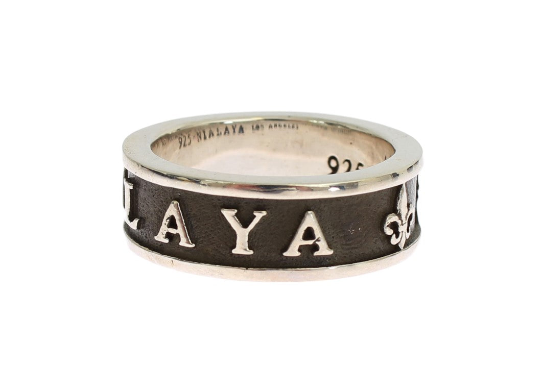Anillo elegante de plata de ley y negro para hombre de Nialaya