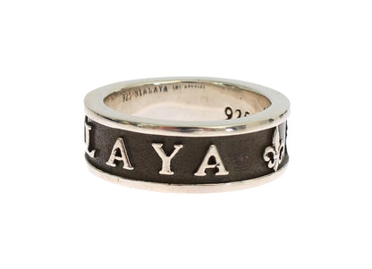 Anillo elegante de plata de ley y negro para hombre de Nialaya