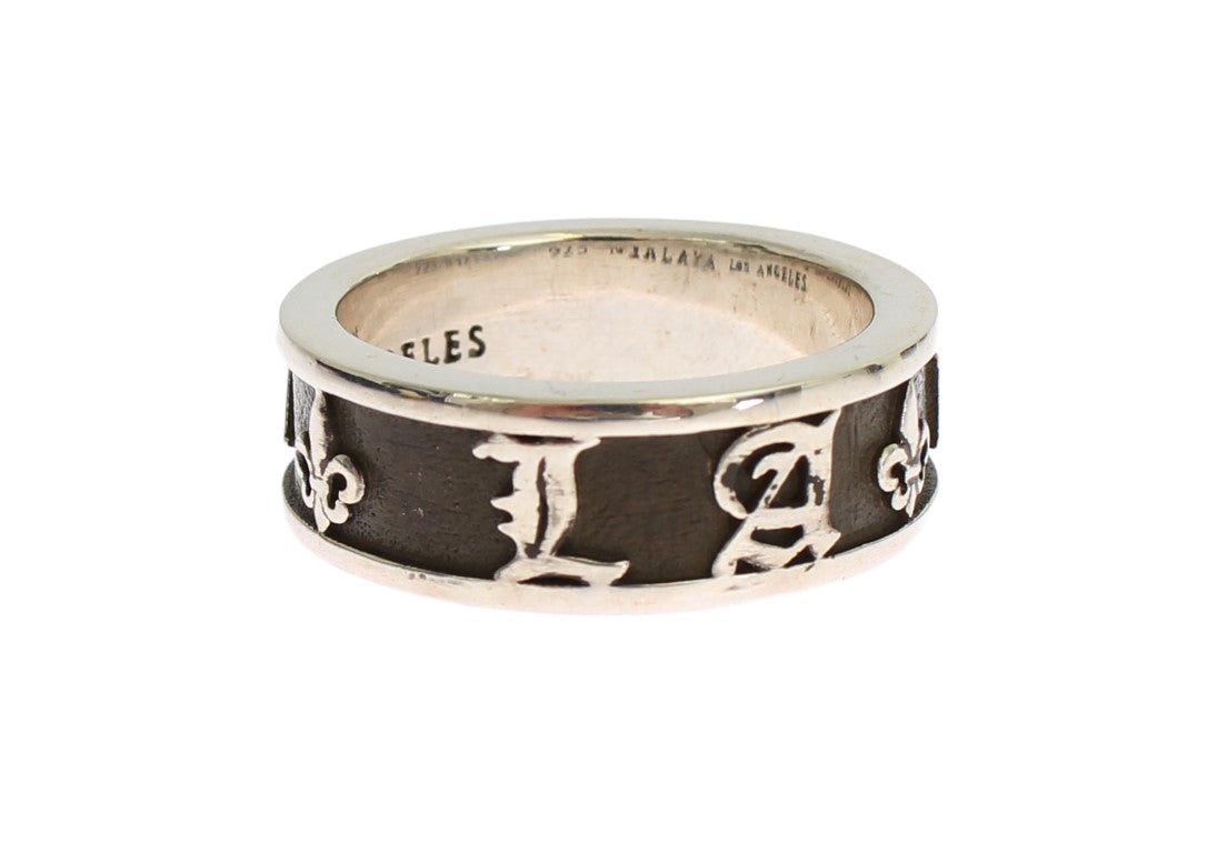 Anillo elegante de plata de ley y negro para hombre de Nialaya