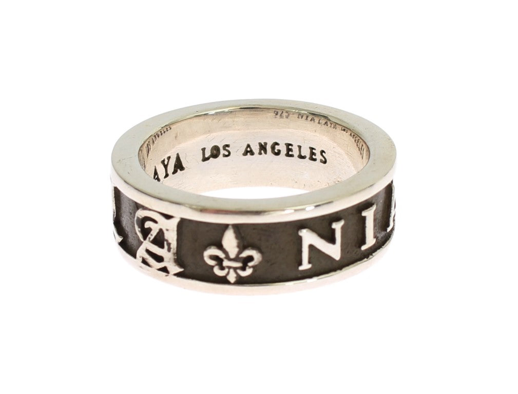 Anillo elegante de plata de ley y negro para hombre de Nialaya