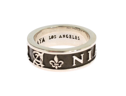 Anillo elegante de plata de ley y negro para hombre de Nialaya