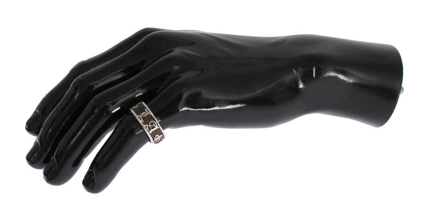 Anillo elegante de plata de ley y negro para hombre de Nialaya