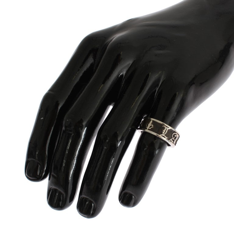 Anillo elegante de plata de ley y negro para hombre de Nialaya