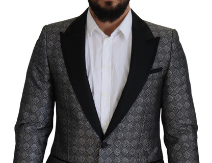 Traje elegante de corte entallado con estampado plateado de Dolce &amp; Gabbana