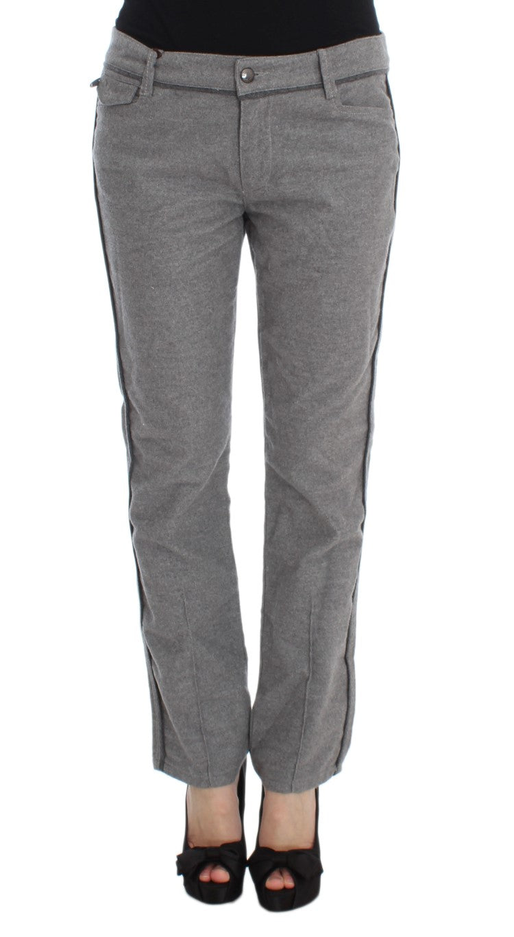 Ermanno Scervino Chic Pantalones Casuales De Algodón Gris