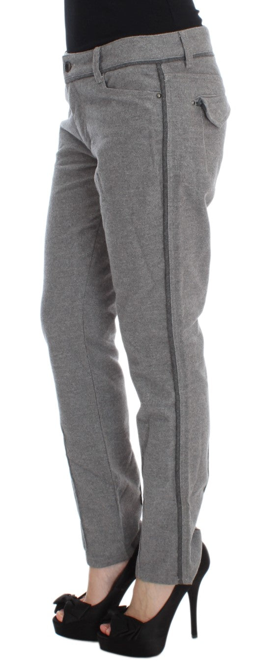 Ermanno Scervino Chic Pantalones Casuales De Algodón Gris