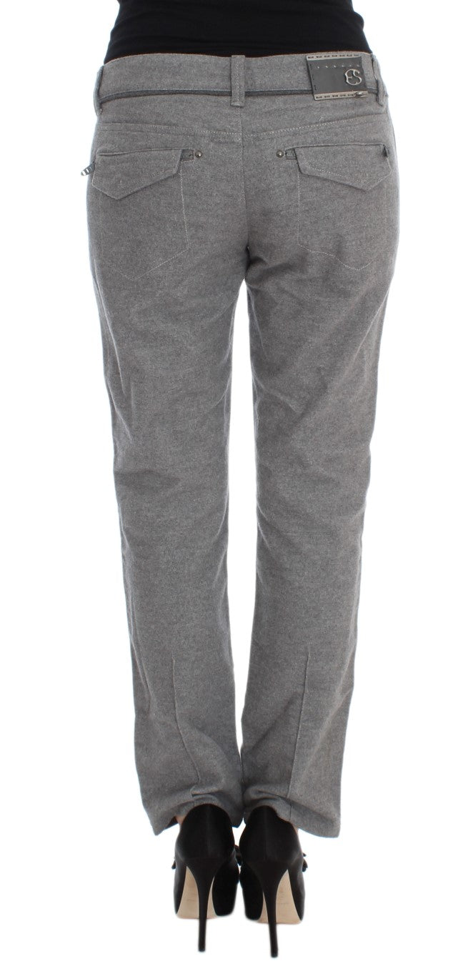 Ermanno Scervino Chic Pantalones Casuales De Algodón Gris