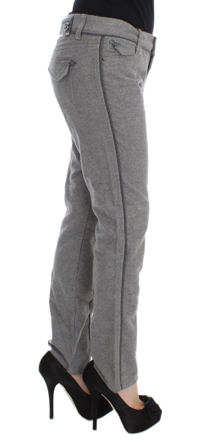 Ermanno Scervino Chic Pantalones Casuales De Algodón Gris