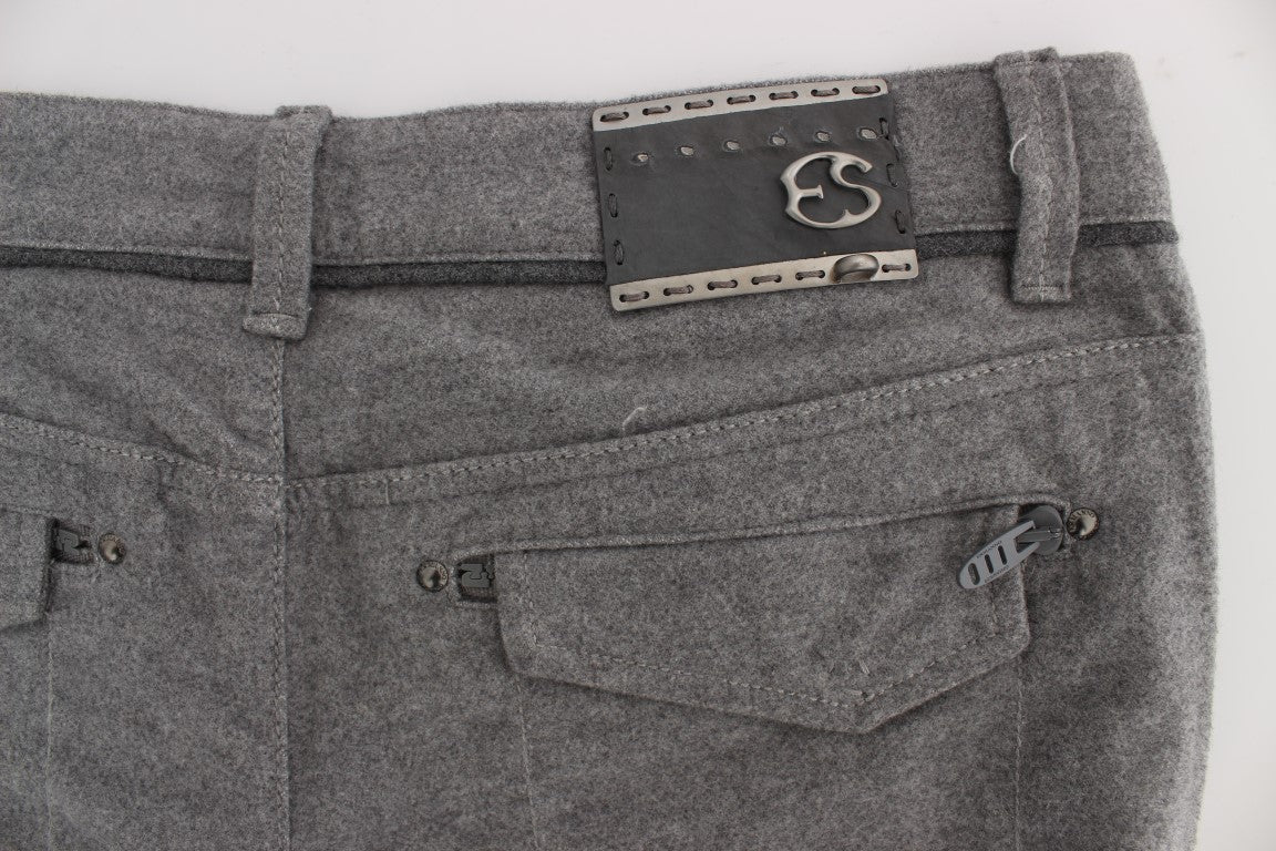 Ermanno Scervino Chic Pantalones Casuales De Algodón Gris