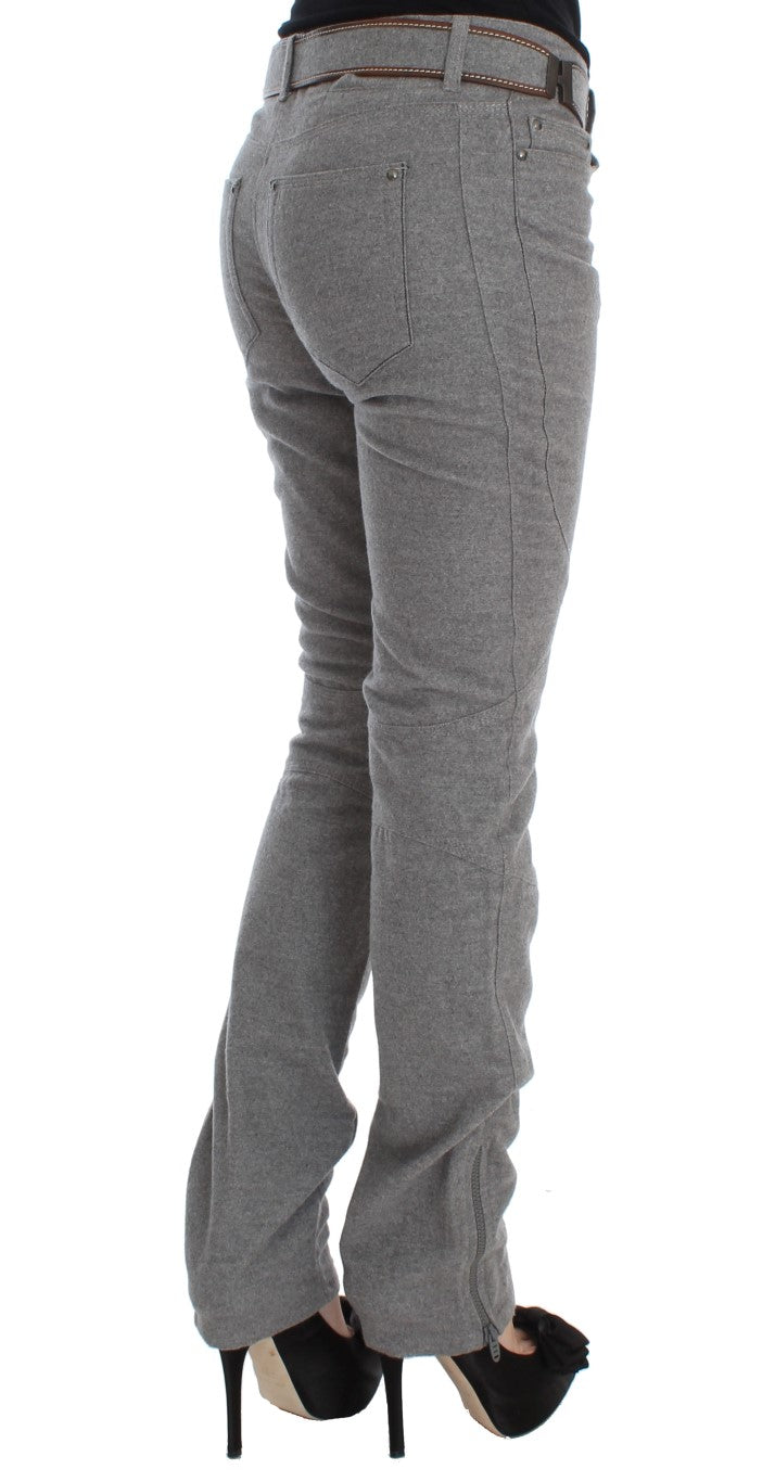 Ermanno Scervino Chic Pantalones Casuales De Algodón Gris