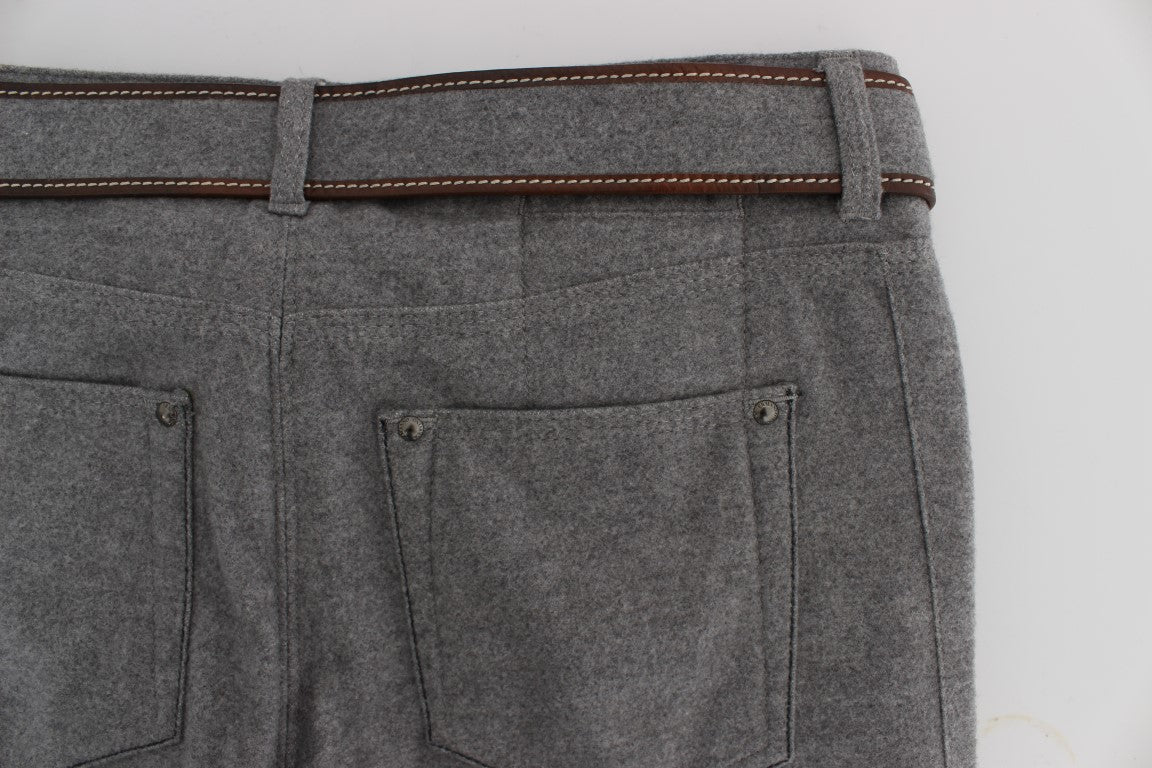 Ermanno Scervino Chic Pantalones Casuales De Algodón Gris