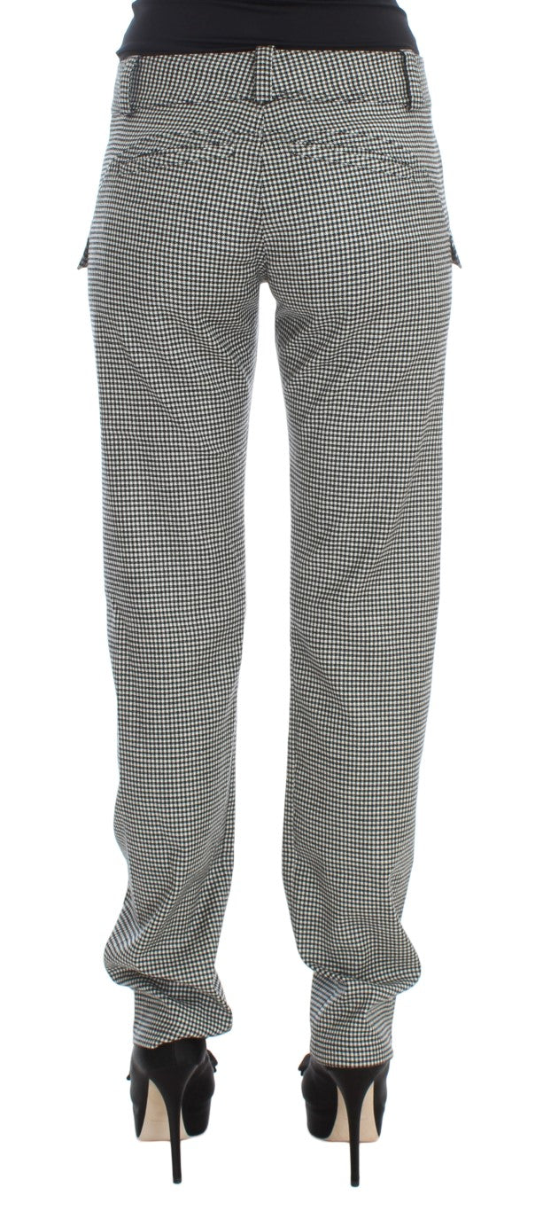 Pantalones de corte regular en blanco y negro con cuadros elegantes de Ermanno Scervino