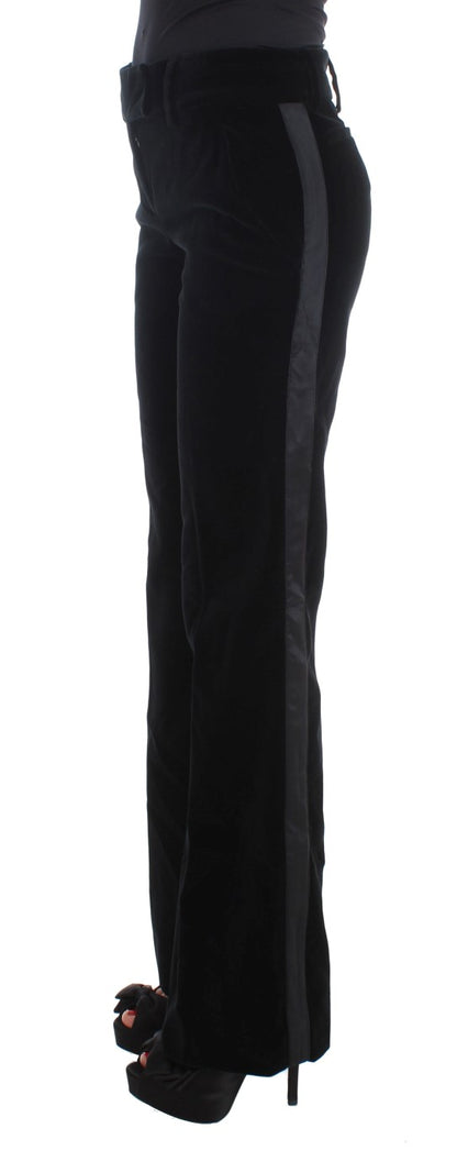 Pantalones anchos elegantes de mezcla de seda negros de Ermanno Scervino