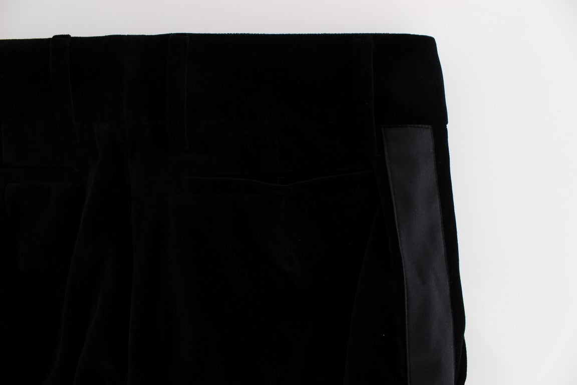 Pantalones anchos elegantes de mezcla de seda negros de Ermanno Scervino