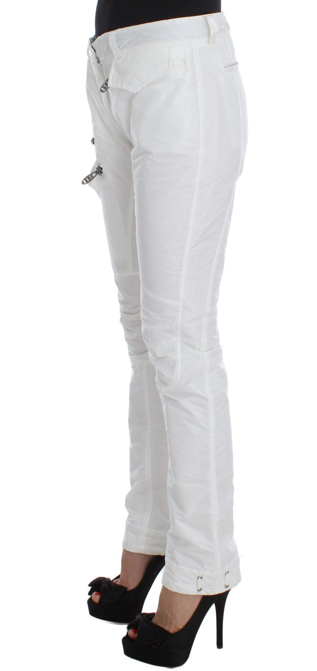 Pantalones cargo elegantes de nailon blanco de Ermanno Scervino, del diseñador italiano