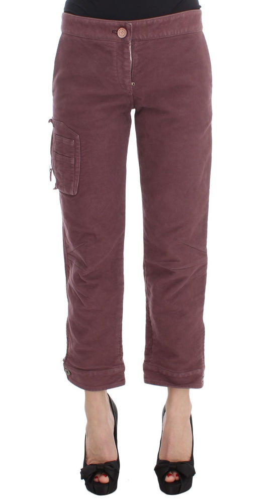 Ermanno Scervino Chic Burdeos Capri pantalones cargo recortados