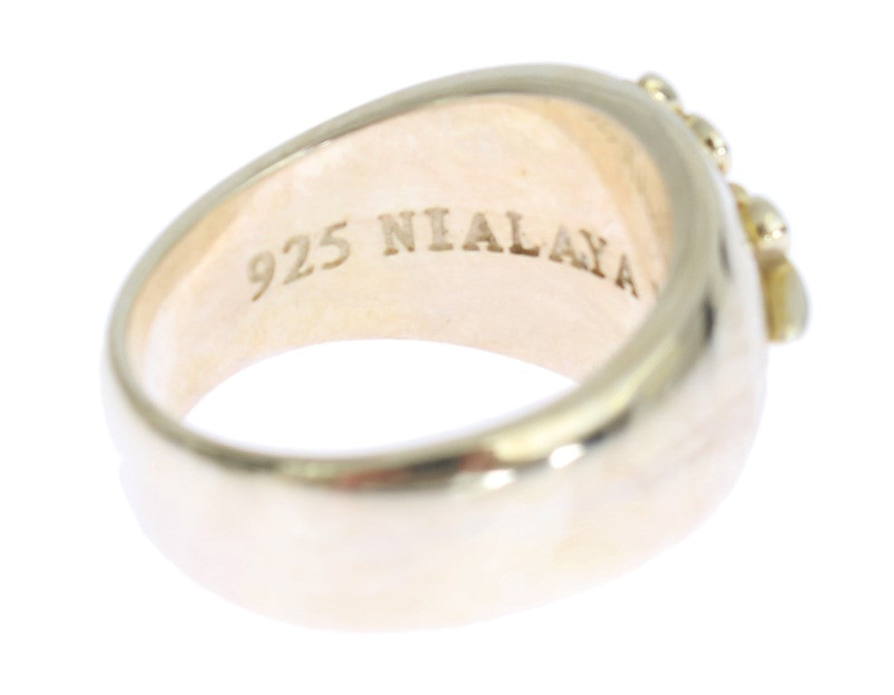 Anillo de plata con diseño llamativo de Nialaya para hombre