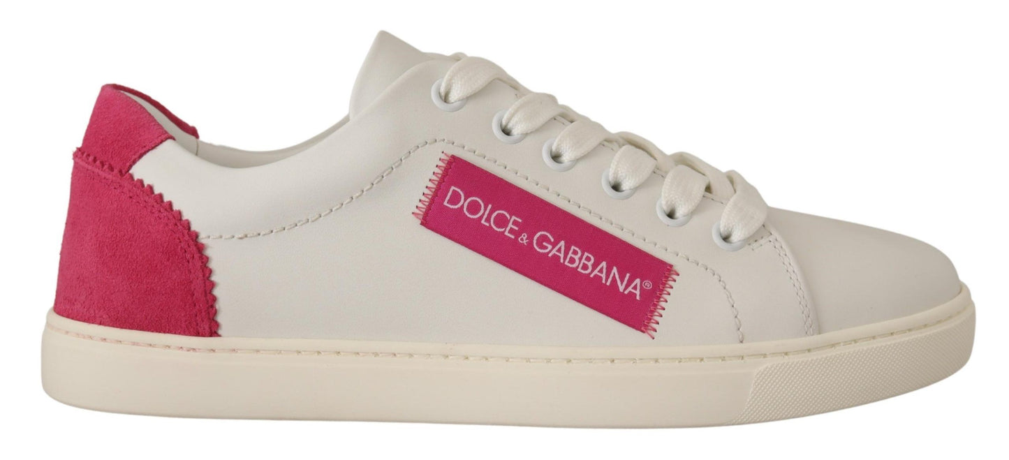 Zapatillas bajas elegantes de cuero blanco de Dolce &amp; Gabbana