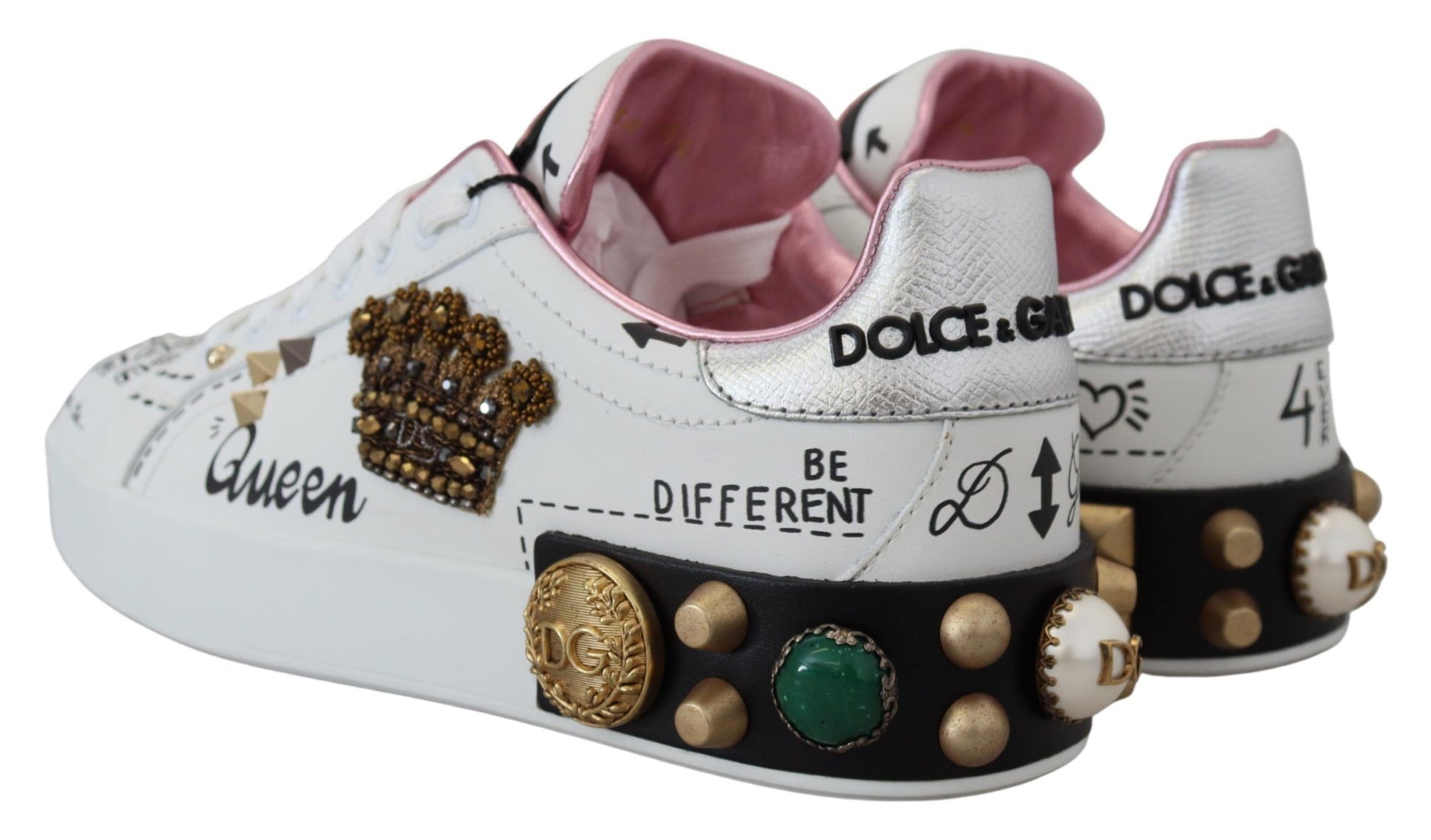 Zapatillas de piel elegantes Queen Crown de Dolce &amp; Gabbana